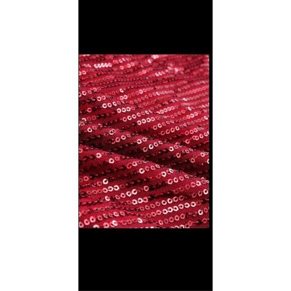 Beautiful burgundy sequin, backless lace-up gown, built in slip , hidden back zi - Picture 10 of 12